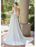 Pleated Ivory Mikado Chiffon V Back Wedding Dress